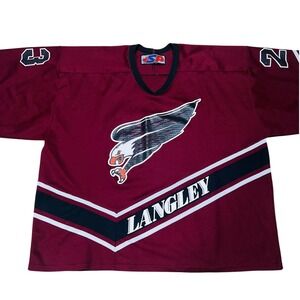 SP Apparel Langley Eagles Hockey Jersey Maroon Red Mens 23 Large XL V-Neck